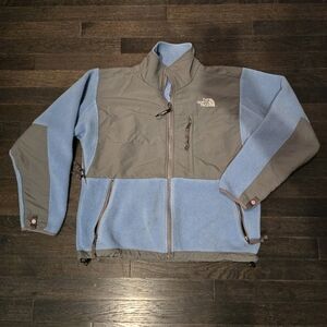 Y2K The North Face Denali Polartec Fleece Jacket - Baby Blue, Gray - SZ Small